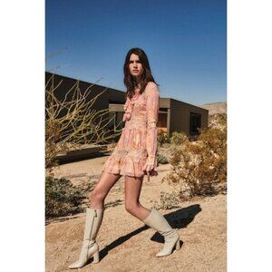 Alexis Beaumont Pink Floral Lace Ruffle Mini Dress